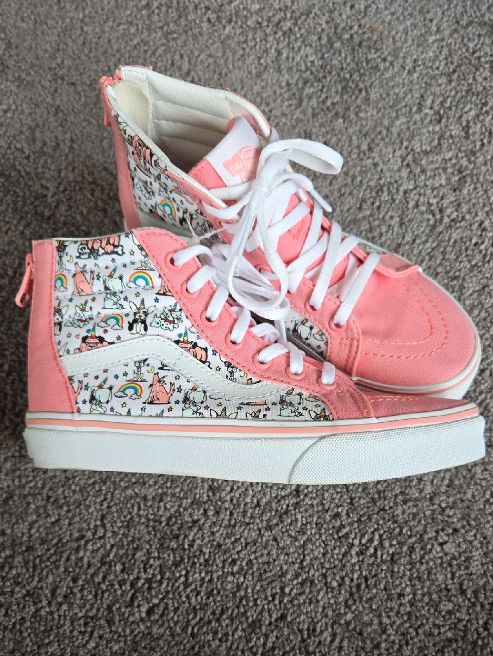 Vans Kids Pink High-Top Sneakers with Puppicorn Print
